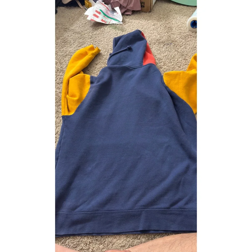 Golden State Warriors Vintage Rare Colorblock Hoodie Mens L Navy Yellow kk11 - Picture 7 of 7